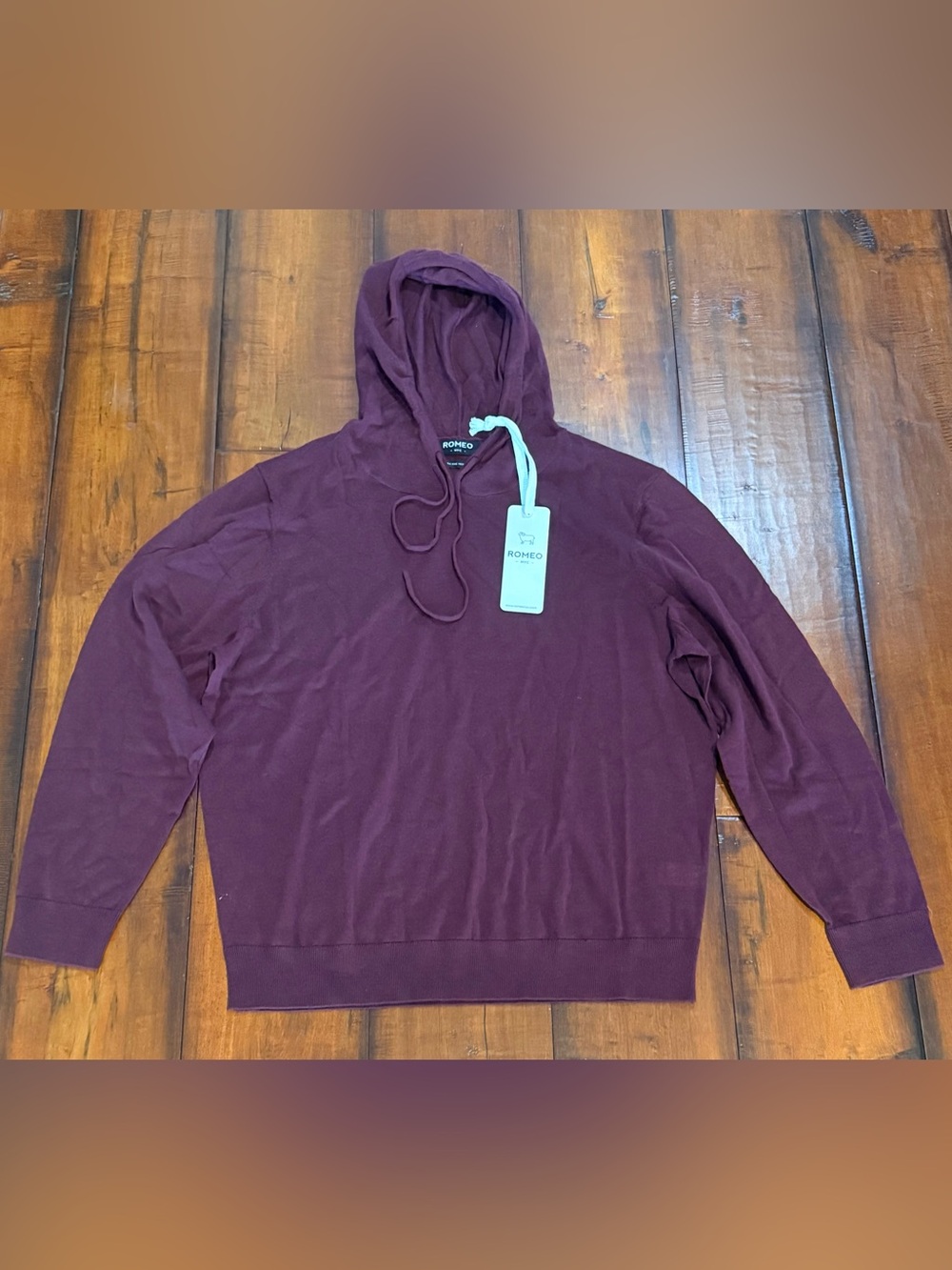 Romeo Men's Merino Wool Hoodie Sweater in Burgundy